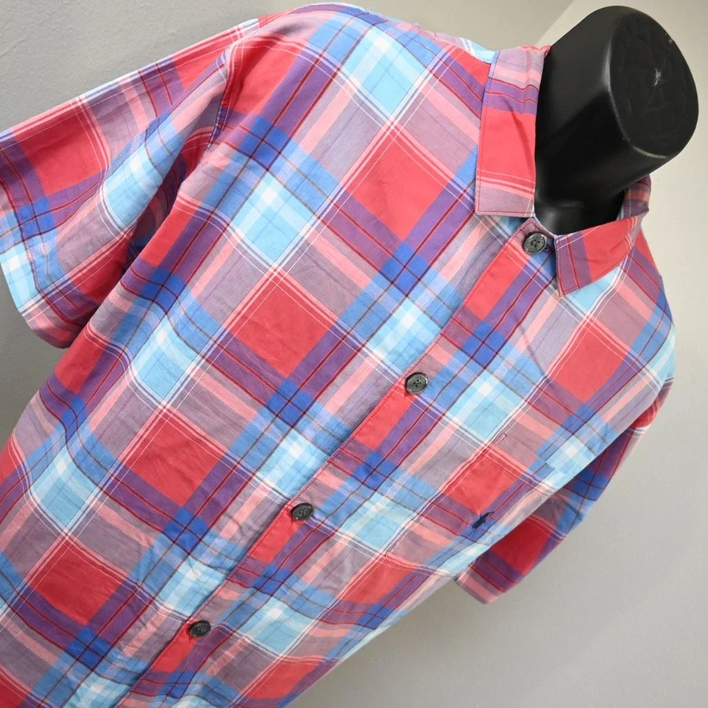 Polo Ralph Lauren Sleepwear Button Up Shirt Plaid Short‎ Sleeve Mens Size Large